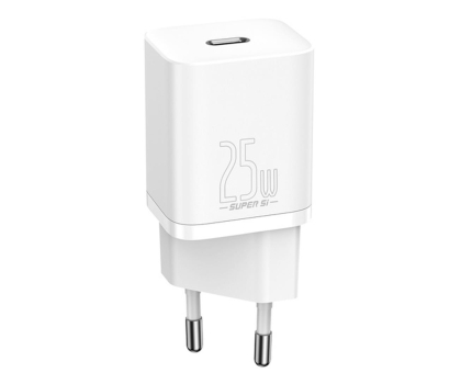 Ładowarka i akumulator BASEUS sieciowa Super Si Quick Charger 1xUSB-C 25W (biała) CCSP020102